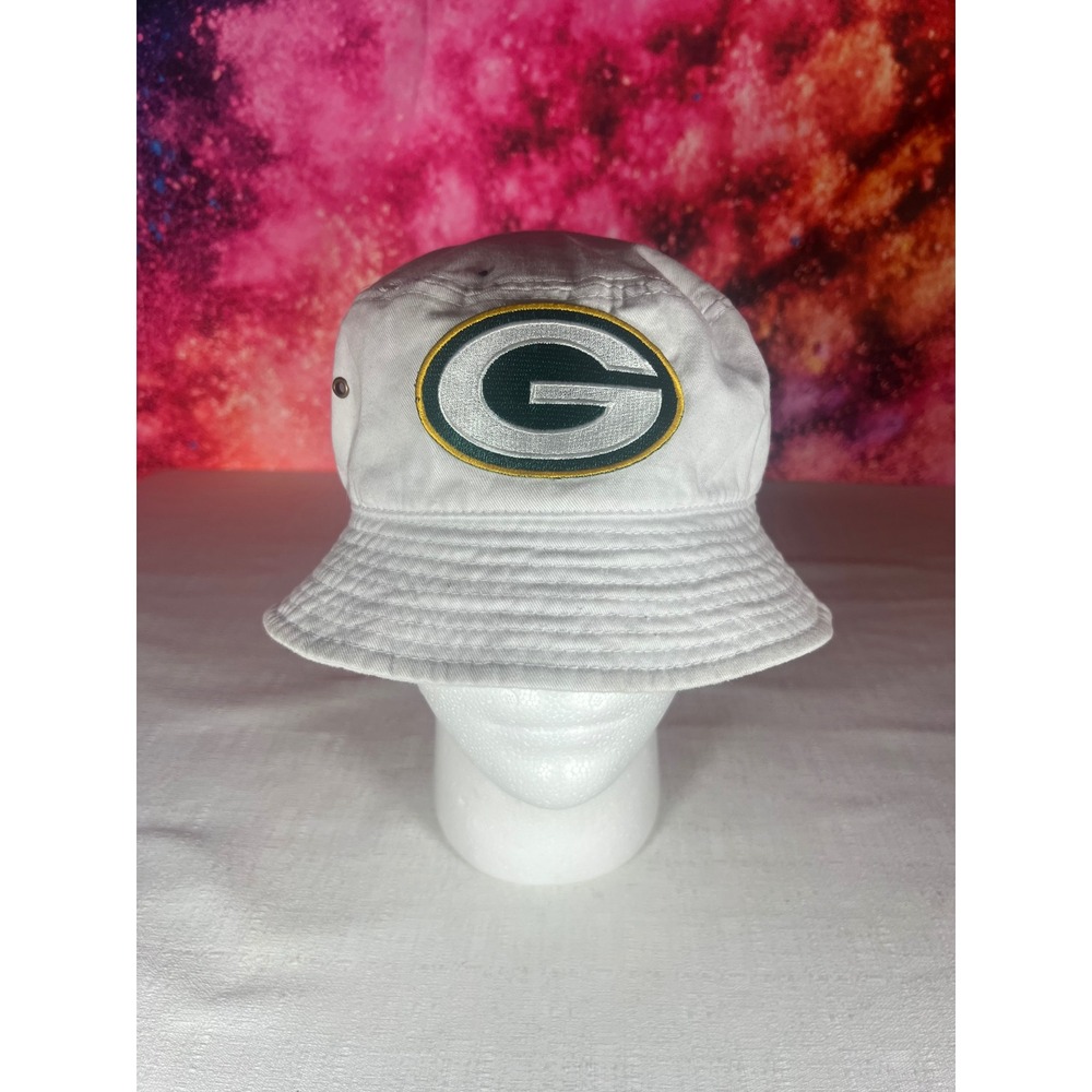 Green Bay Packers Newhattan Bucket Hat White Cotton Sun Hat Mens SM NFL Football